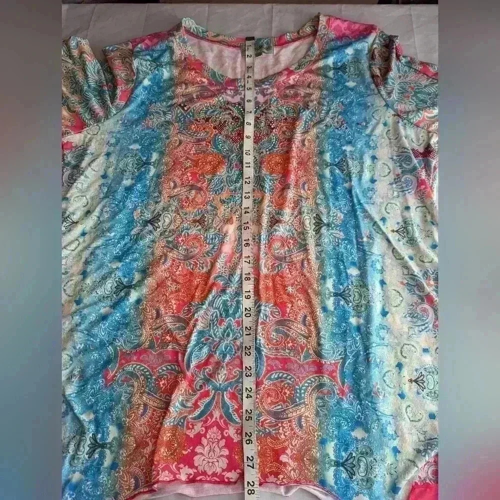 Closet Full  Size XXL Blouse Shirt Top Embellished Sharkbite hem - Picture 10 of 12